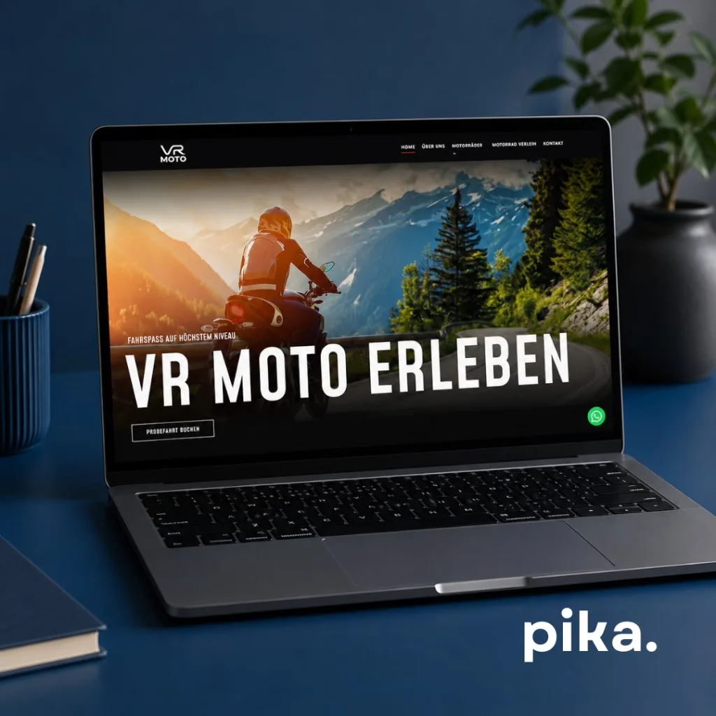 Sito VR Moto su laptop — vendita e noleggio moto in Austria di Pika Marketing
